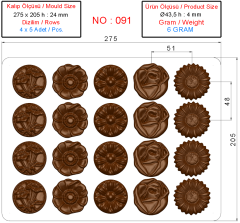 0091 - Çiçek Madlen Çikolata Kalıbı