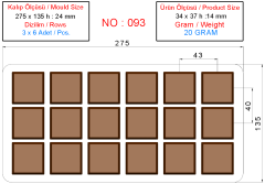 0093 - Moule à chocolat carré pour produits emballés
