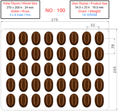 0100 - Oval Coffee Bean Praline Chocolate Mold