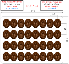 0104 - Special Oval Tulip Embossed Chocolate Mold