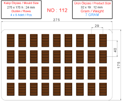 0112 - Special Rectangular Wavy Praline Chocolate Mold