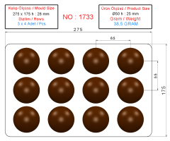 1733 - Hemispherical Chocolate Polycarbonate Mold