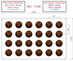 1734 - Kristal Bonbon Çikolata Polikarbonat Kalıp