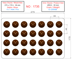 1735 - Bonbon Chocolate Polycarbonate Mold