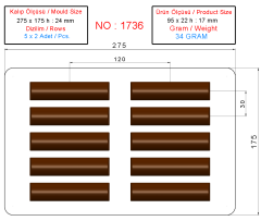 1736 - Bar Chocolate Polycarbonate Mold