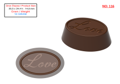 0116 - Spesiyal Oval ''Love'' Pralin Çikolata Kalıbı
