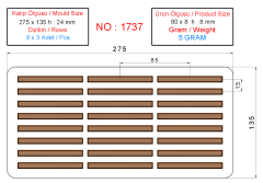 1737 - Çubuk Çikolata Polikarbonat Kalıbı