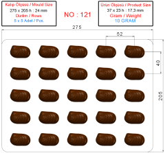 0121 - Spesiyal Oval Desenli Pralin Çikolata Kalıbı