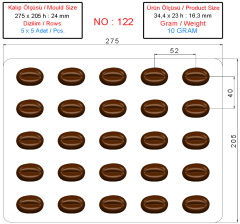 0122 - Special Coffee Bean Praline Chocolate Mold