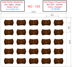 0123 - Spesiyal Kare Oval Çizgili Çikolata Kalıbı