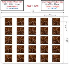 0124 - Spesiyal Piramit Dekor Pralin Çikolata Kalıbı