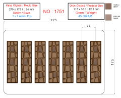 1751 - Bar Chocolate Polycarbonate Mold