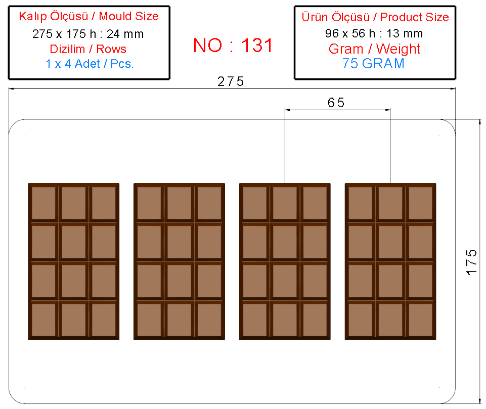 75 Gr. Dubai Çikolatası Kalıbı - 0131