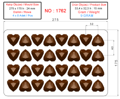 1762 - Heart Chocolate Polycarbonate Mold