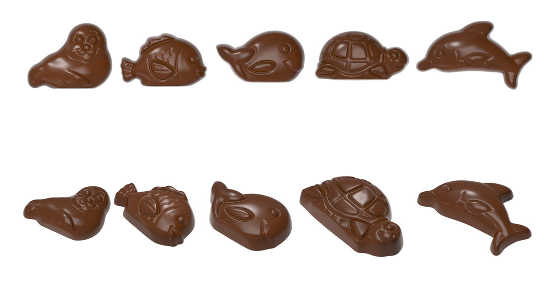 1768 - Deniz Canlıları Çikolata Polikarbonat Kalıp