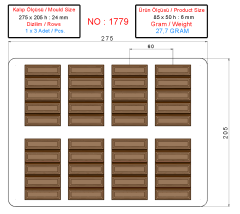 1779 - Tablet Çikolata Polikarbonat Kalıp