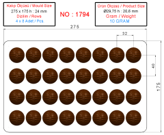 1794 - Moule en polycarbonate pour chocolat sphère à motifs