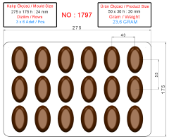 1797 - Oval Chocolate Polycarbonate Mold