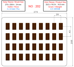0202 - Dikdörtgen Tabanlı Üçgen Çikolata Kalıbı