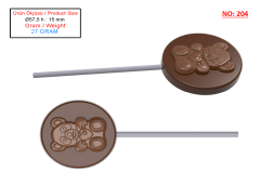 0204 - Round Teddy Bear Embossed Lollipop Chocolate Mold
