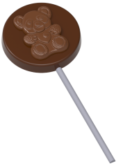 0204 - Yuvarlak Ayıcık Kabartmalı Lolipop Çikolata Kalıbı