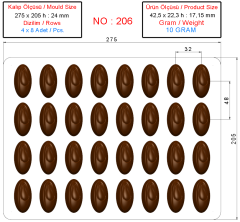 0206 - Oval Su Damlalı Pralin Çikolata Kalıbı