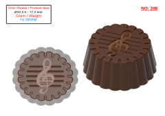 0208 - Round Left Key Patterned Praline Chocolate Mold