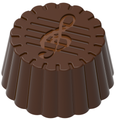 0208 - Round Left Key Patterned Praline Chocolate Mold