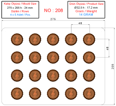0208 - Round Left Key Patterned Praline Chocolate Mold