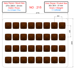 0215 - Kare Piramit Pralin Çikolata Kalıbı