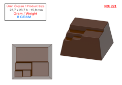 0221 - Asymmetrical Square Praline Chocolate Mold