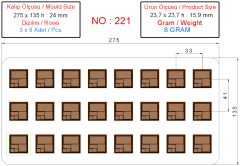 0221 - Asymmetrical Square Praline Chocolate Mold