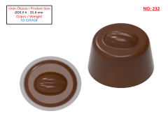 0232 - Round Coffee Patterned Praline Chocolate Mold