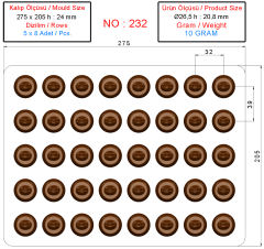 0232 - Round Coffee Patterned Praline Chocolate Mold