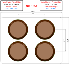 0254 - Yuvarlak Tabak Çikolata Kalıbı