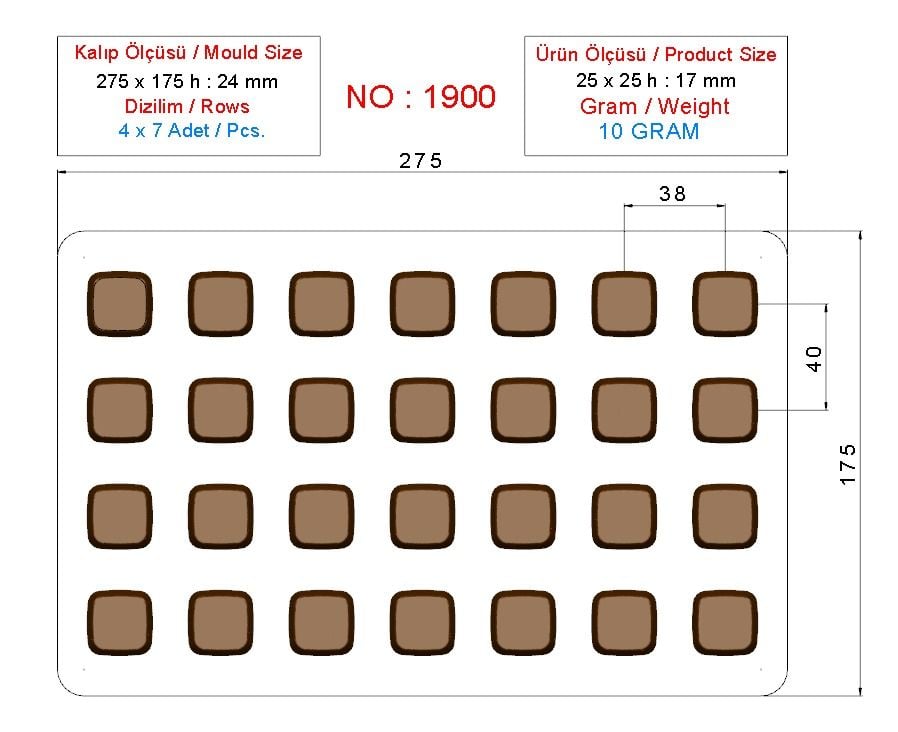 1900 - Spesiyal Polikarbonat Çikolata Kalıbı