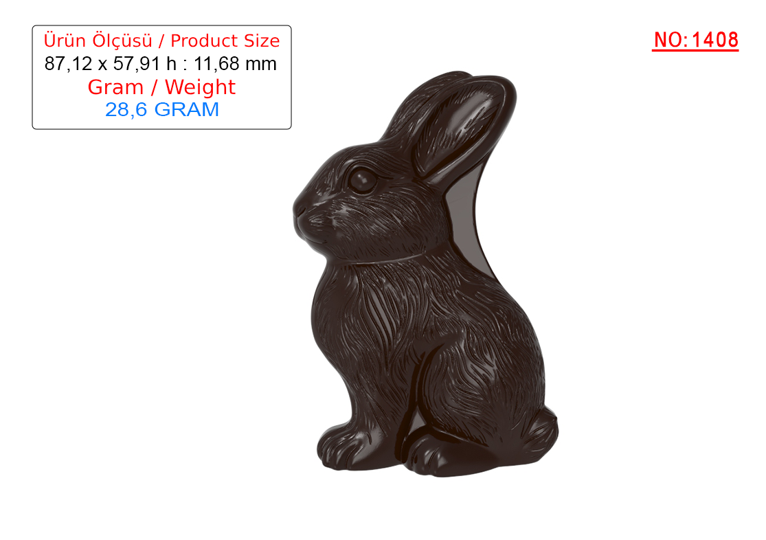 1408 - Tavşan Çikolata Polikarbonat Kalıp