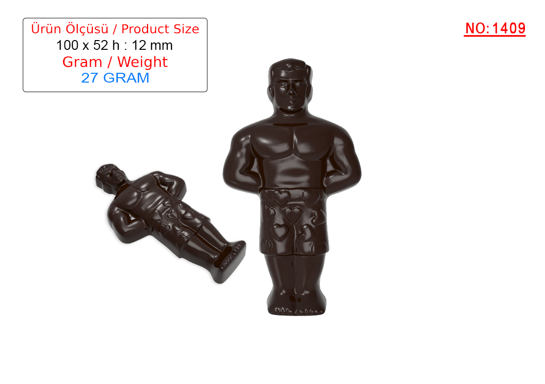 1409 - Kaslı Adam Polikarbonat Çikolata Figürü