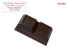 1860 - Çift Kare Polikarbonat Çikolata Kalıbı