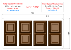 1860 - Çift Kare Polikarbonat Çikolata Kalıbı