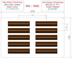 1832 - Chocolate Bar Polycarbonate Mold