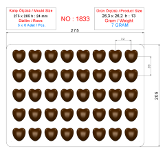 1833 - Moule en polycarbonate pour chocolat en forme de cœur