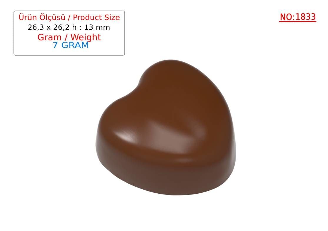 1833 - Moule en polycarbonate pour chocolat en forme de cœur