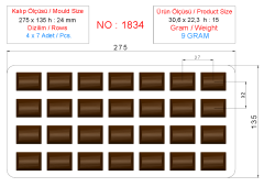 1834 - Moule en polycarbonate pour chocolat en forme de bâton
