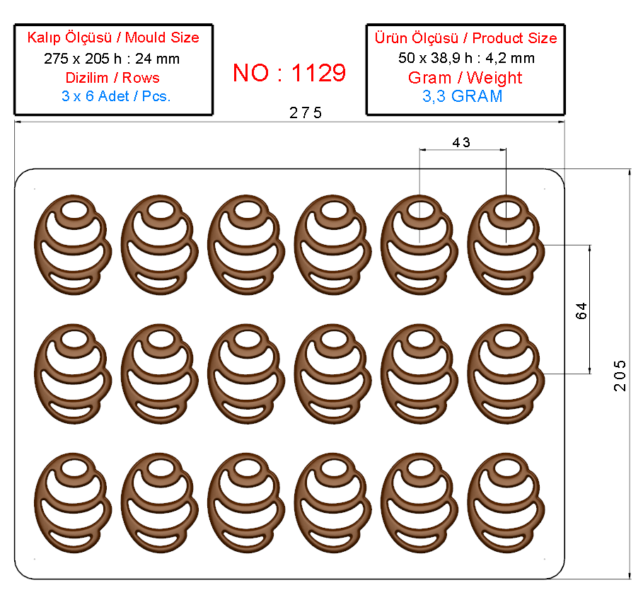 1129 - Dekoratif Bal Petegi Kal?b? - Decorative Honeycomb Chocolate Mould