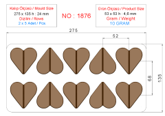 1876 - Kalp Polikarbon Çikolata Kalıbı