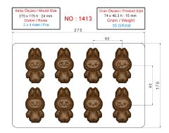 1413 - Labubu Polikarbonat Çikolata Kalıbı 35g
