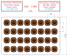 1184 - Desenli Polikarbon Çikolata Kalıbı