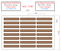 1187 - Polycarbonate Stick Bar Chocolate Mold