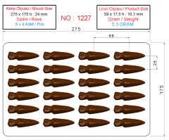1227 - Mini Havuç Çikolata Polikarbonat Kalıp